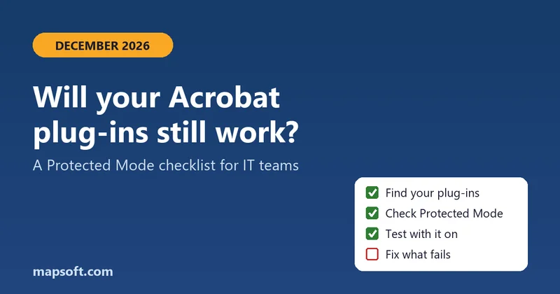 A checklist beside an Acrobat plug-in with a December 2026 deadline marked