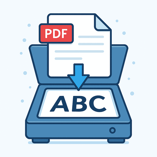 Illustration representing OCR conversion from scanned PDF to text