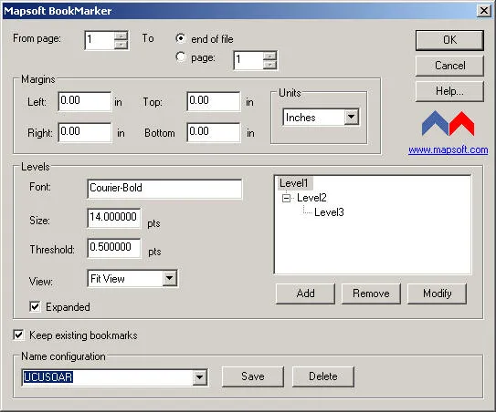 Mapsoft Bookmarker plug-in to create PDF bookmarks