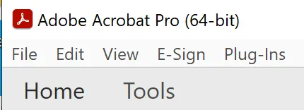 Adobe Acrobat 64bit Menu Bar