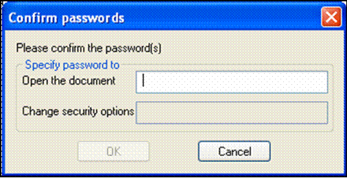 confirming the open and change security passwords
