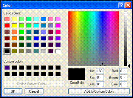 select a custom color from the RGB palette to apply to the text stamp