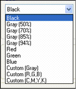 selecting a predefined color to apply to the pdf text stamp