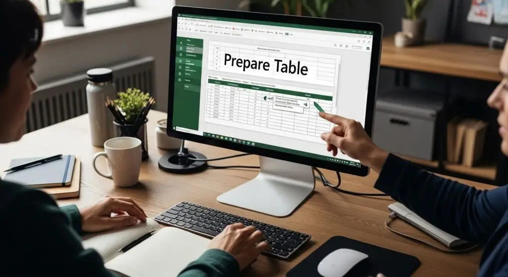excel table to pdf preparation
