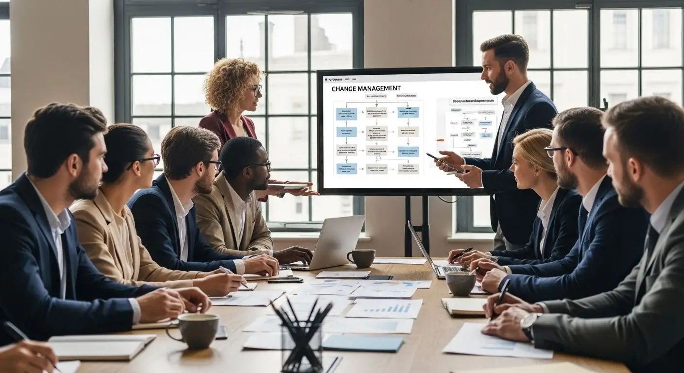change management, business teamwork, office collaboration