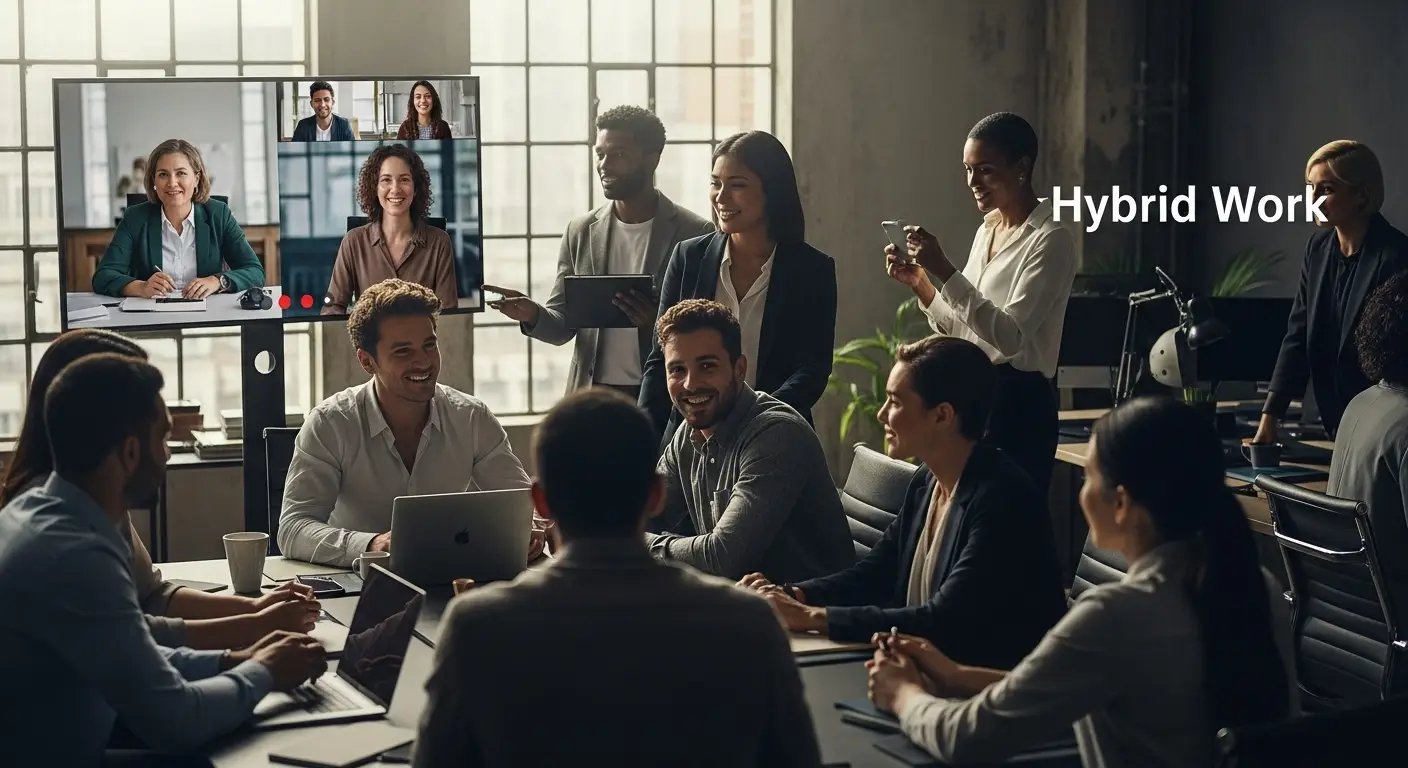 hybrid work team meeting