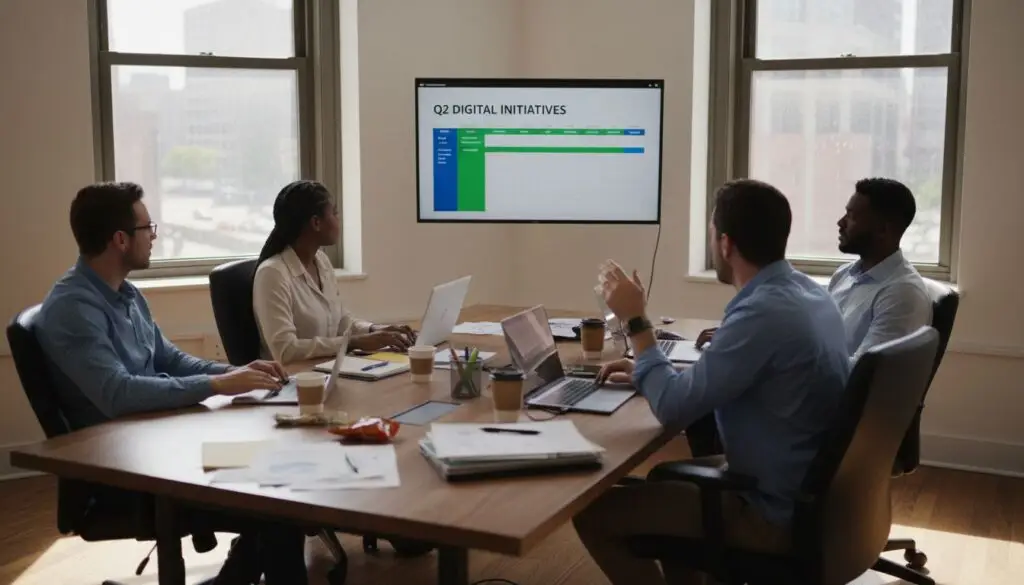 Business meeting with digital presentation