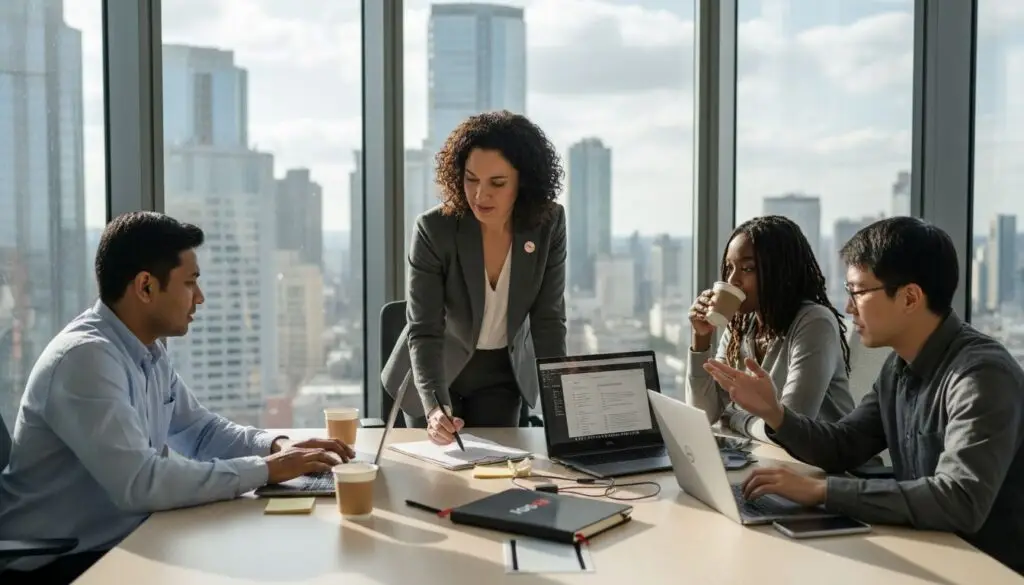 Team using Adobe tools for collaborative work