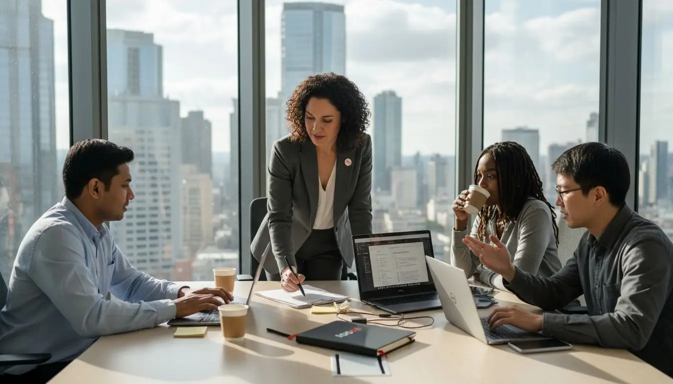 Team using Adobe tools for collaborative work