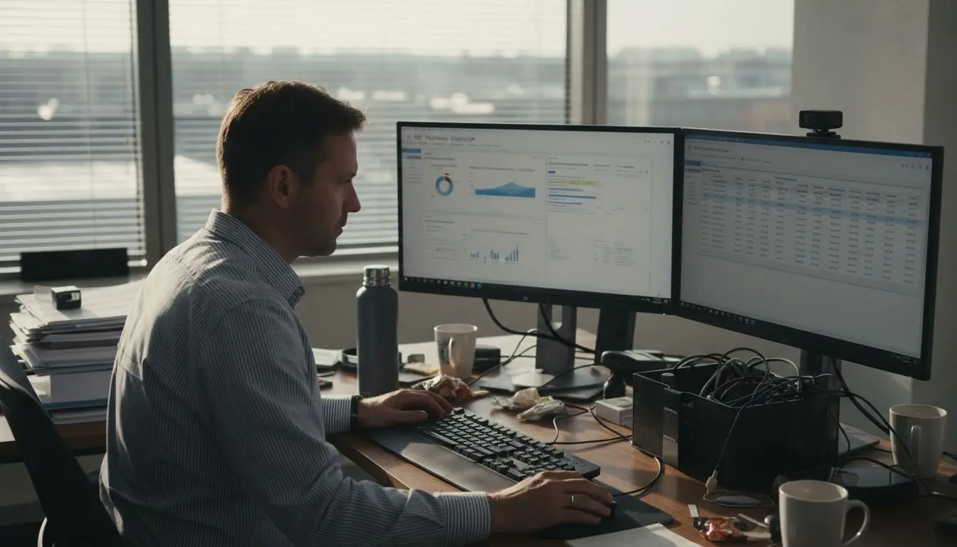 IT manager monitoring green PDF workflows