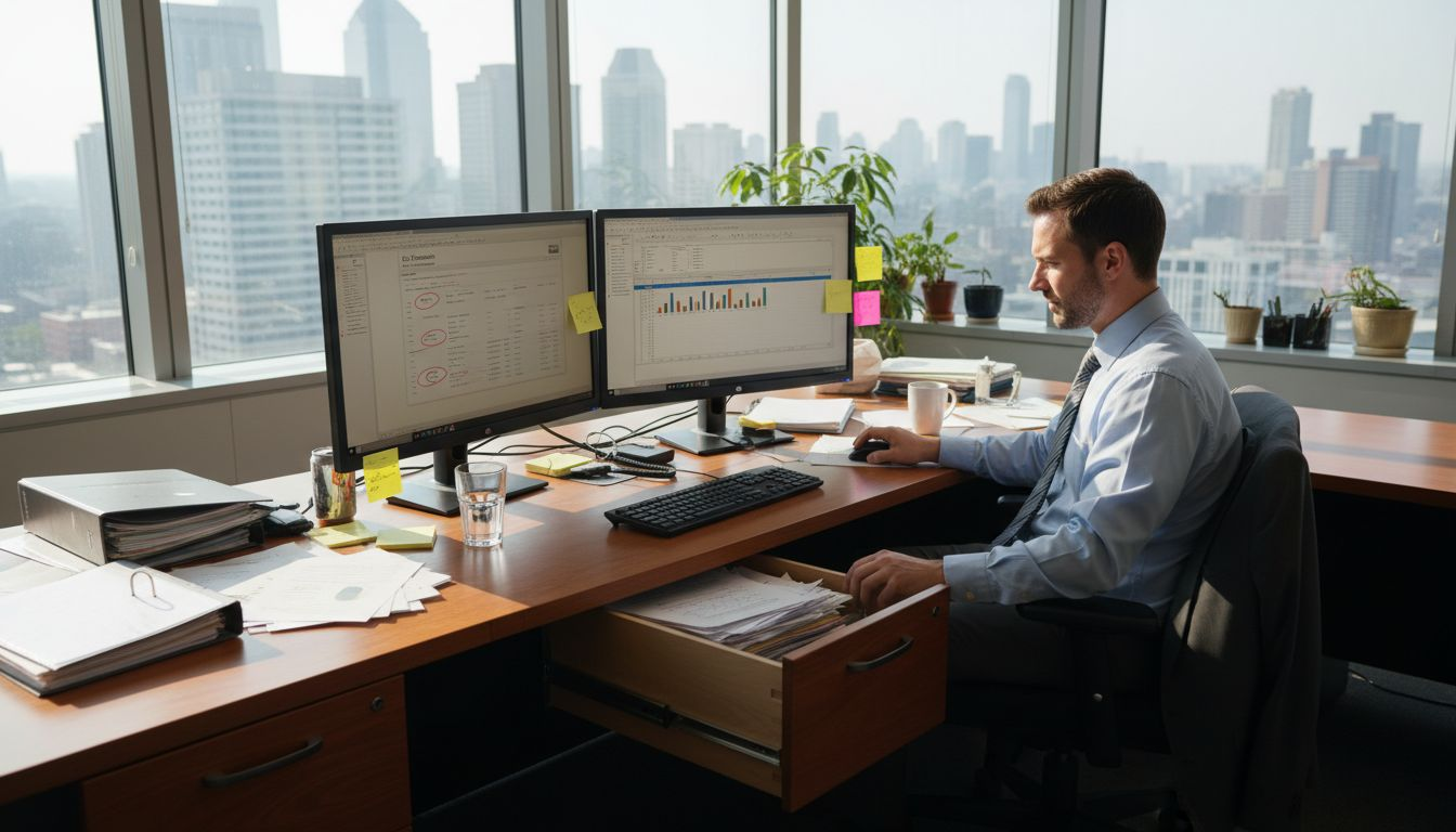 Business analyst working on PDF workflow