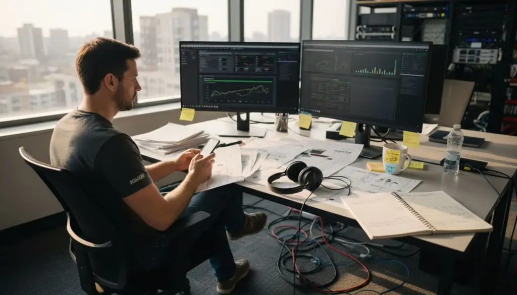 IT manager at desk automating workflow tasks