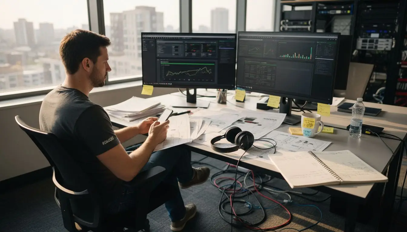 IT manager at desk automating workflow tasks