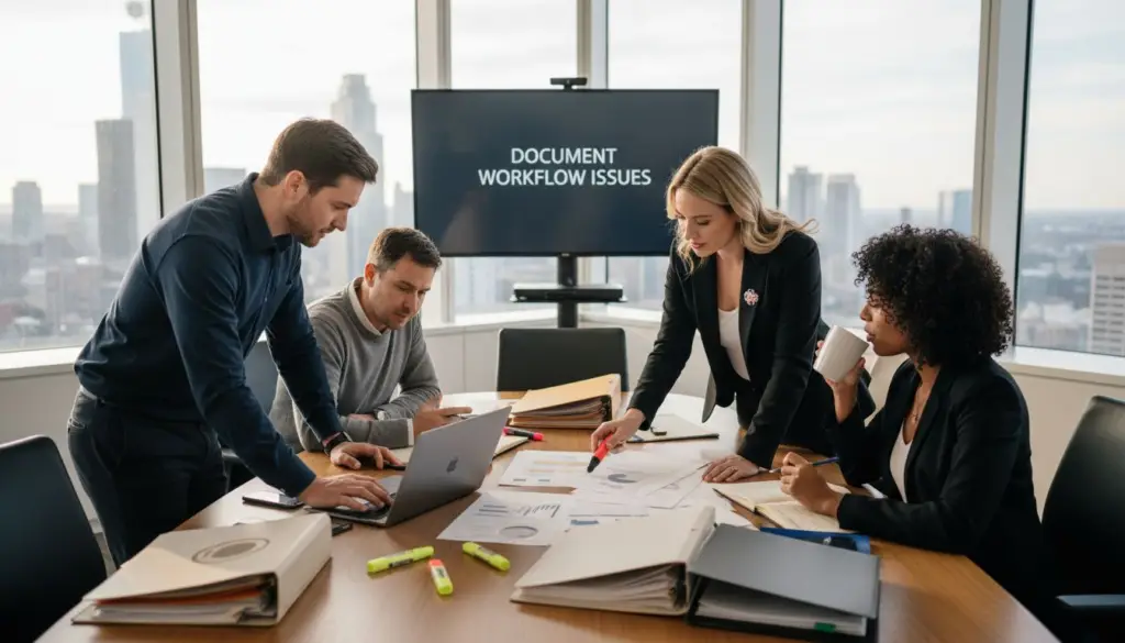 Team collaborating on PDF document workflow