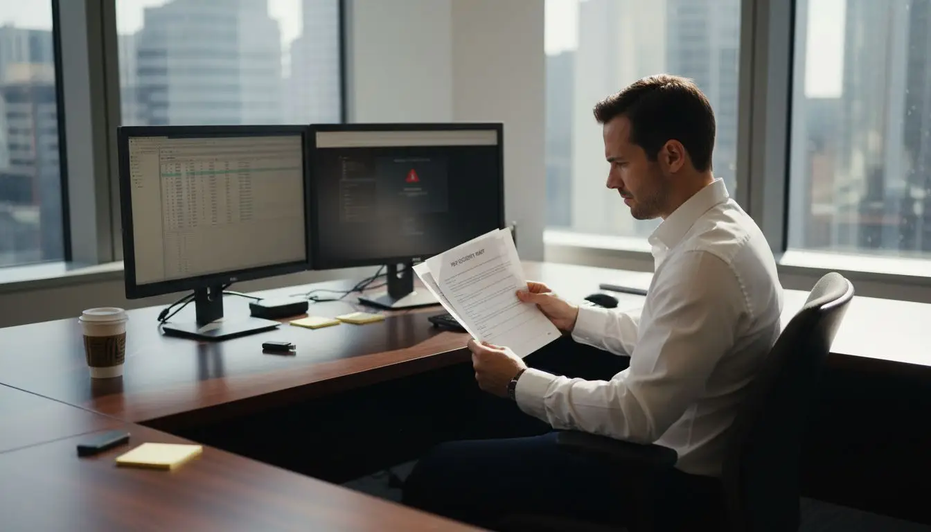 IT manager reading PDF security report