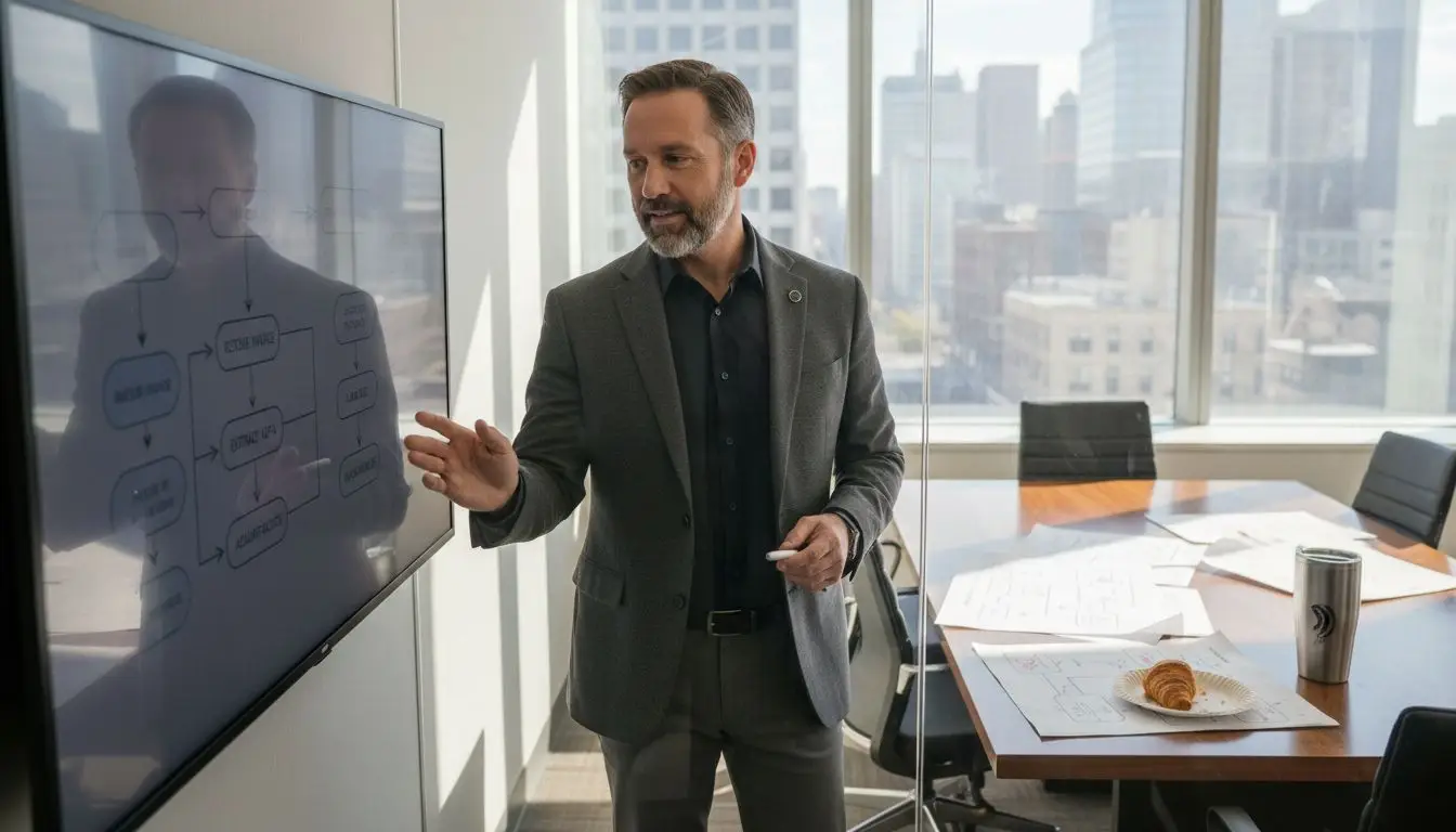 IT manager demos PDF automation in boardroom