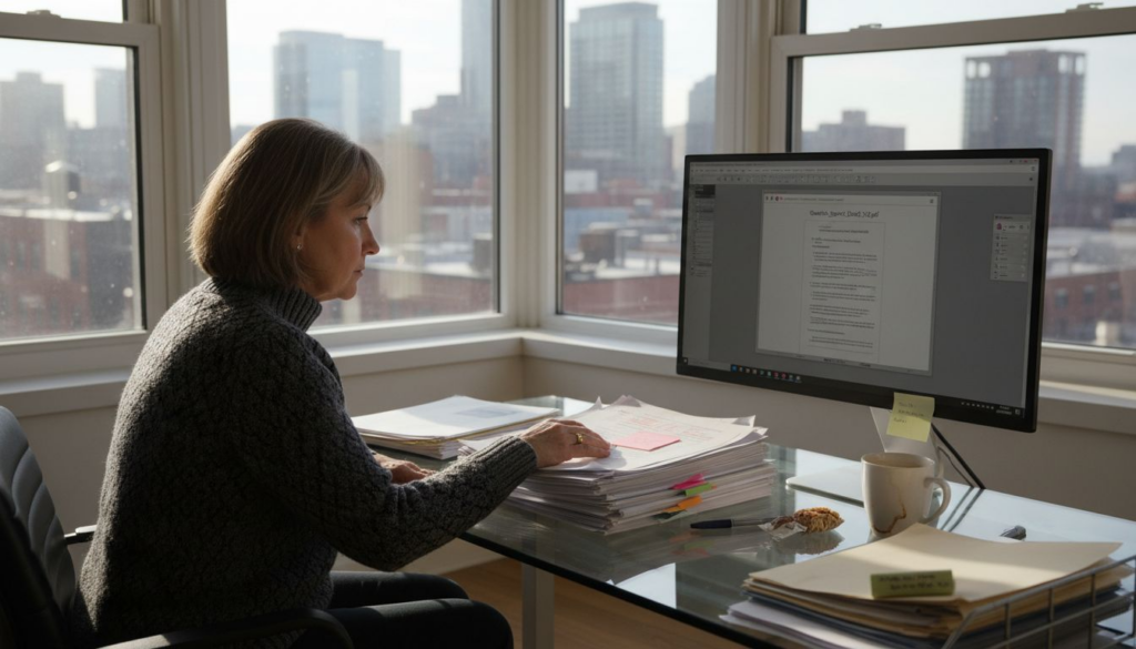 Worker at desk using PDF OCR software