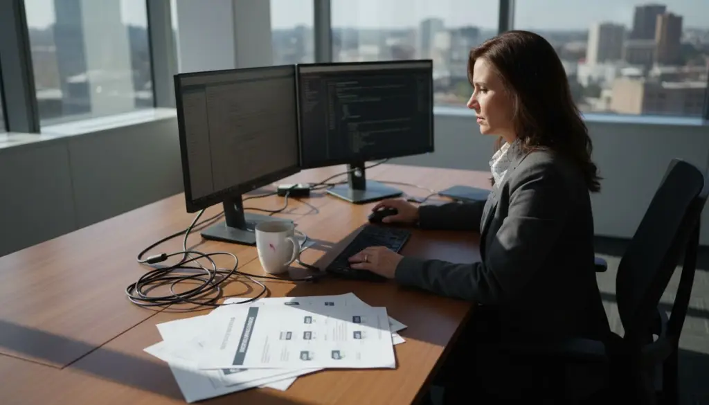 IT manager setting up PDF integration workstation