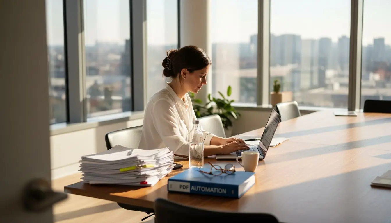 Project manager working on PDF automation task