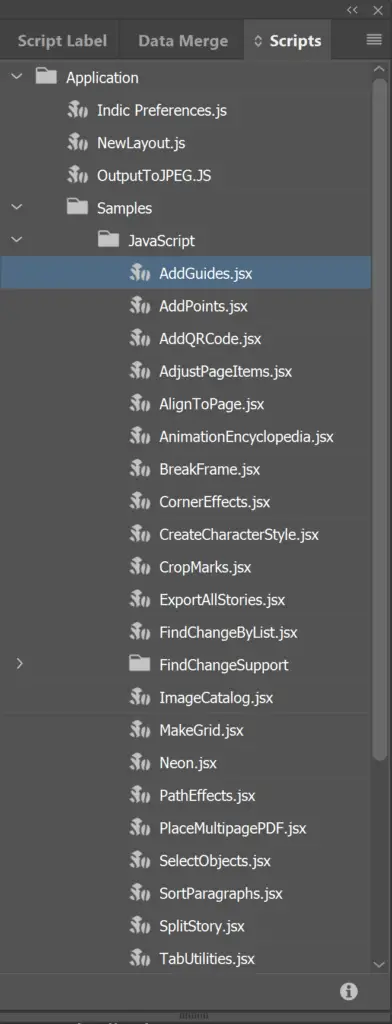 indesign scripting palette